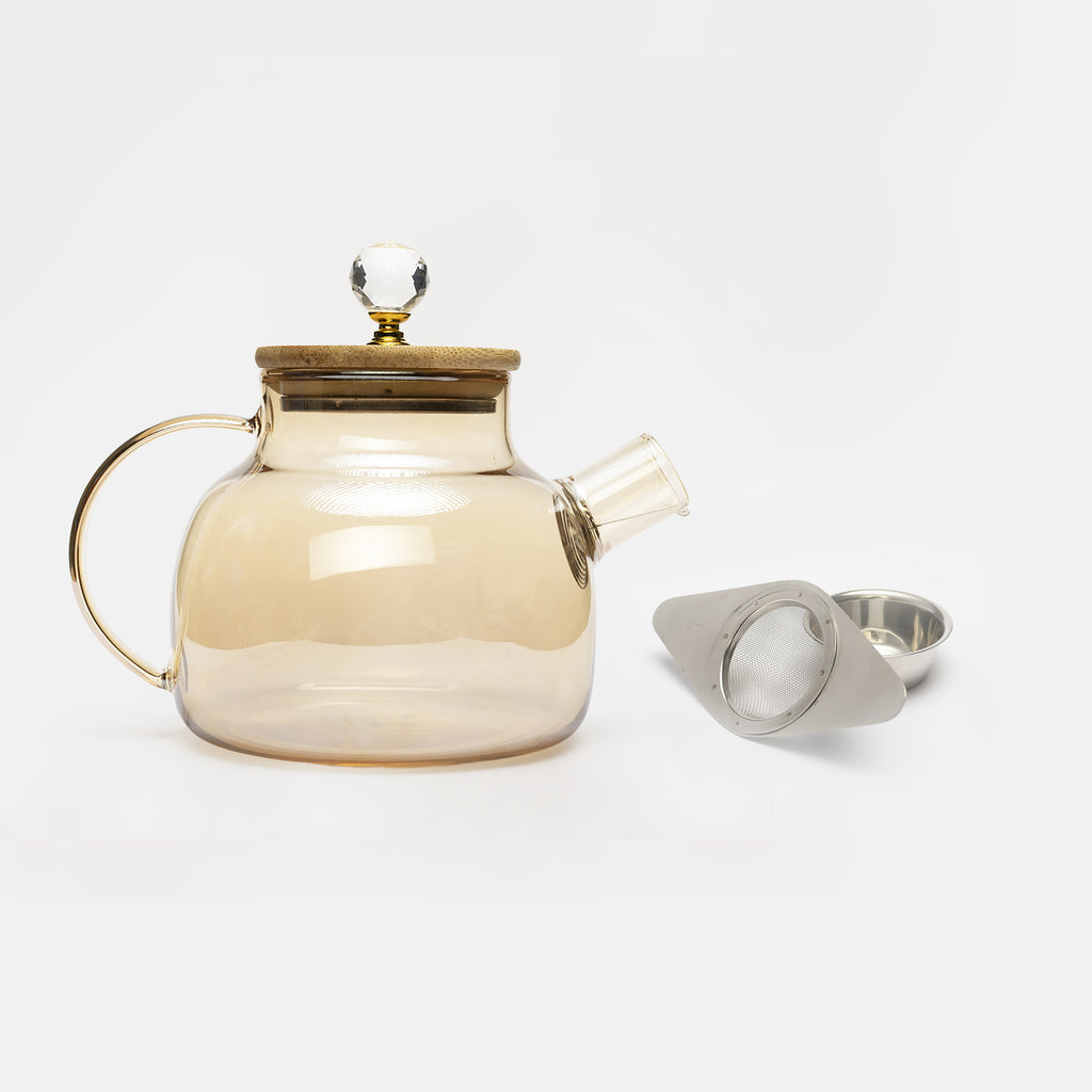 Amber Glass Teapot X Tea Infuser With Bowl